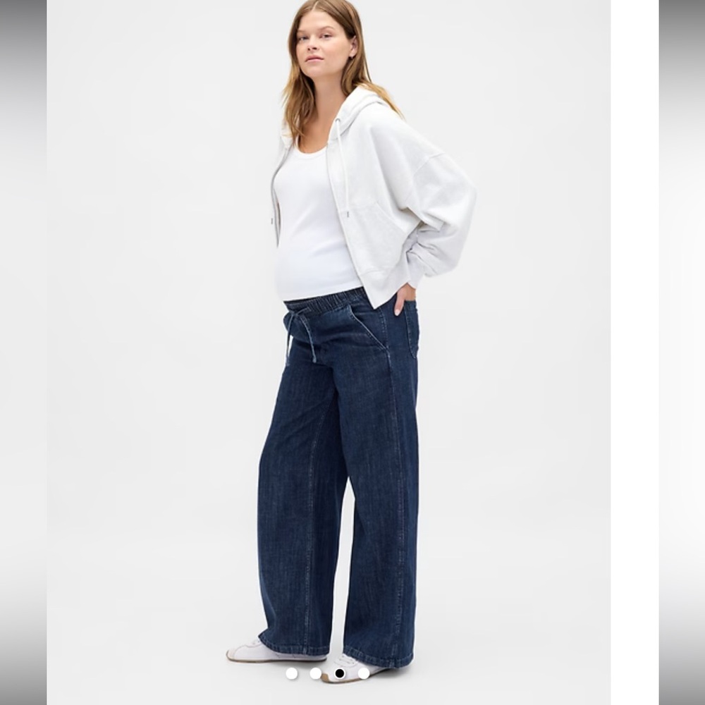 GAP Maternity Dark Blue Wide Leg Jeans with Panel